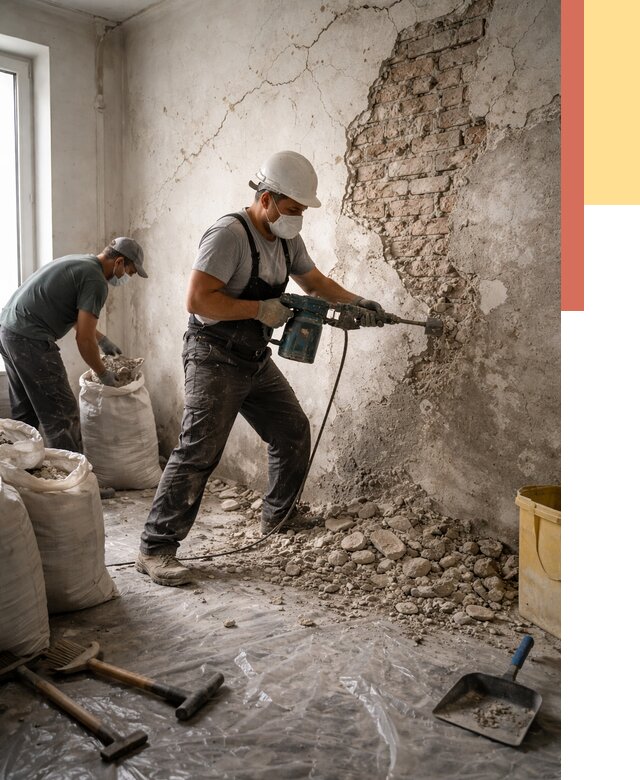 Демонтаж штукатурки со стен в Тамбове от 7311 руб/м² — быстро и недорого | ОТДЕЛОЧНИК-Тмб