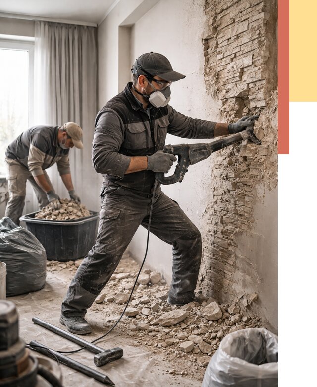 Демонтаж декоративного камня в Тамбове от 1472 руб/м² — быстро и недорого | ОТДЕЛОЧНИК-Тмб