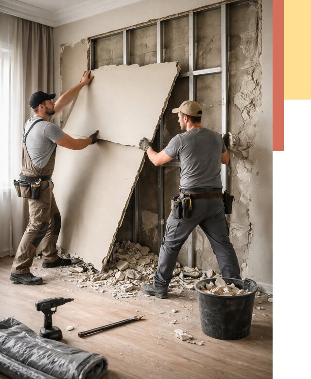 Демонтаж гипсокартона со стен в Тамбове от 355 руб. — услуги демонтажа | ОТДЕЛОЧНИК-Тмб