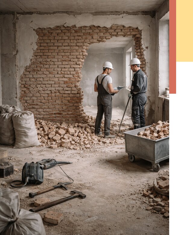 Демонтаж кирпичных стен в Тамбове от 4265 руб. — быстро, недорого, под ключ | ОТДЕЛОЧНИК-Тмб