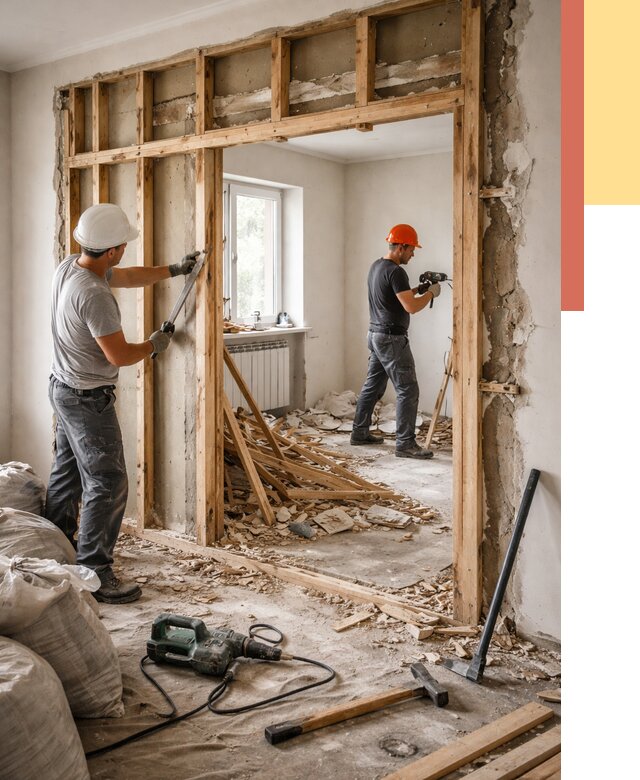 Демонтаж деревянных перегородок в Тамбове от 3249 руб. — быстро и недорого | ОТДЕЛОЧНИК-Тмб