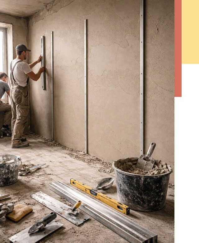 Штукатурка стен по маякам в Тамбове от 5585 руб./м² — выравнивание под ключ | ОТДЕЛОЧНИК-Тмб