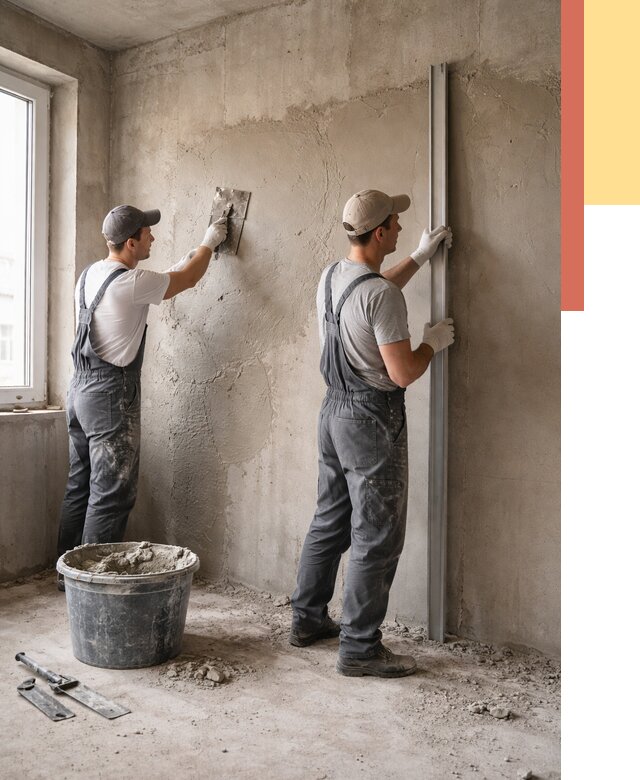 Штукатурка бетонных стен в Тамбове от 4569 руб/м² — качественно и быстро | ОТДЕЛОЧНИК-Тмб