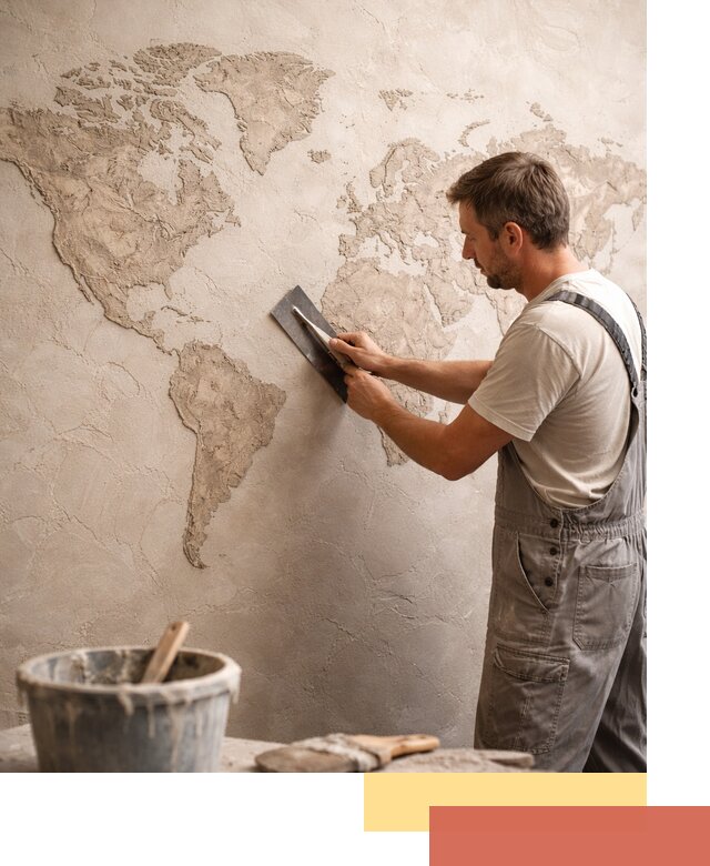 Декоративная штукатурка «Карта мира» под ключ в Тамбове