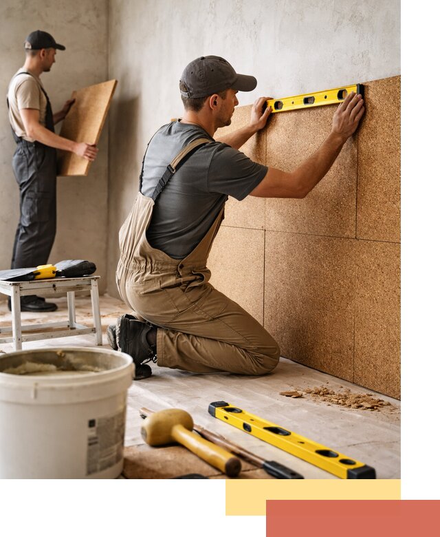 Монтаж пробковых панелей на стены в Тамбове быстро и качественно