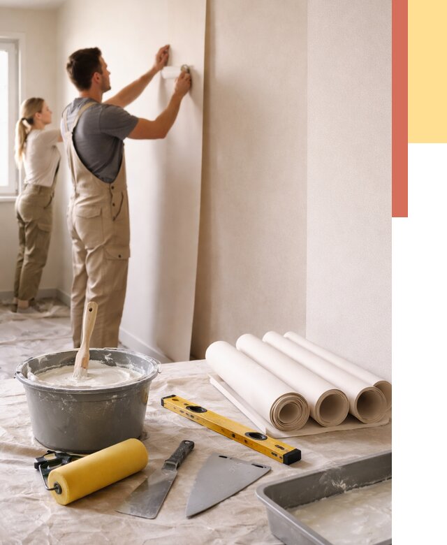 Поклейка бумажных обоев в Тамбове от 5585 руб./м2 — быстро и недорого | ОТДЕЛОЧНИК-Тмб