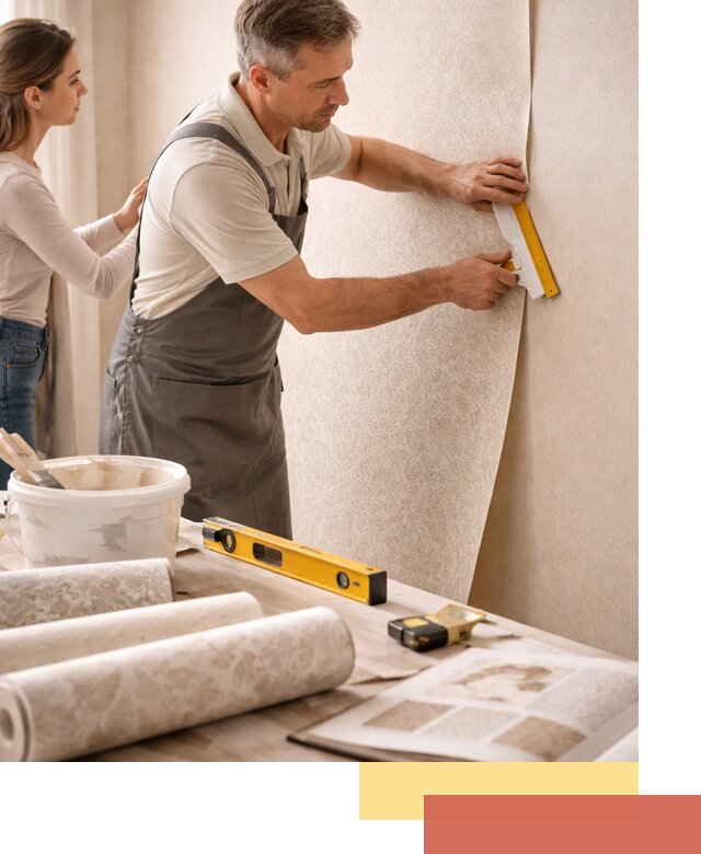 Поклейка обоев с подбором рисунка в Тамбове