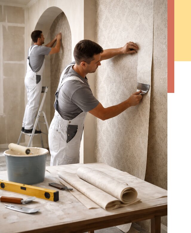 Поклейка обоев на сложные стены в Тамбове от 2843 руб. под ключ | ОТДЕЛОЧНИК-Тмб