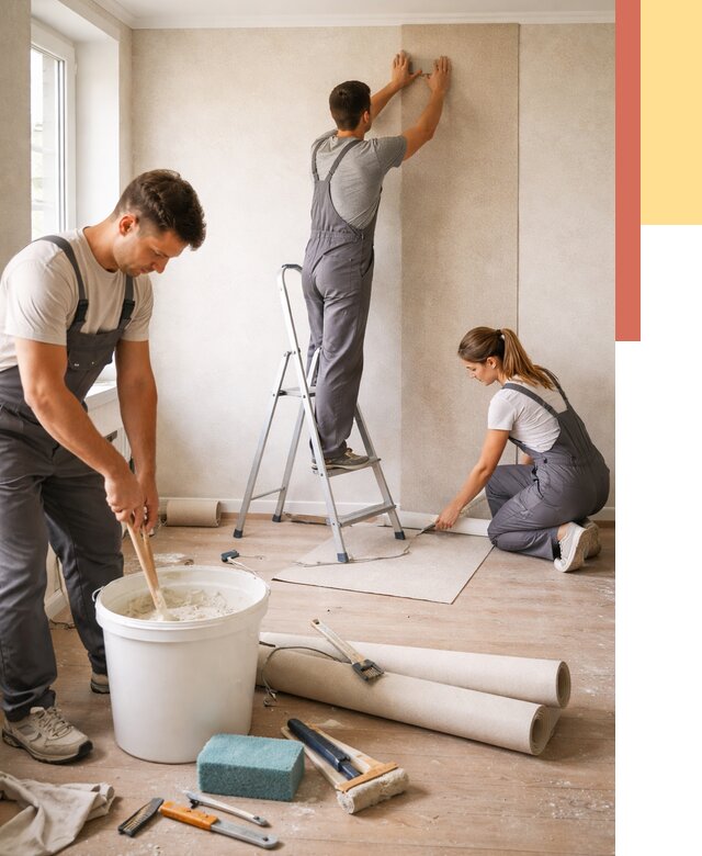 Оклейка стен обоями в Тамбове от 3554 руб/м2 — быстро и недорого | ОТДЕЛОЧНИК-Тмб