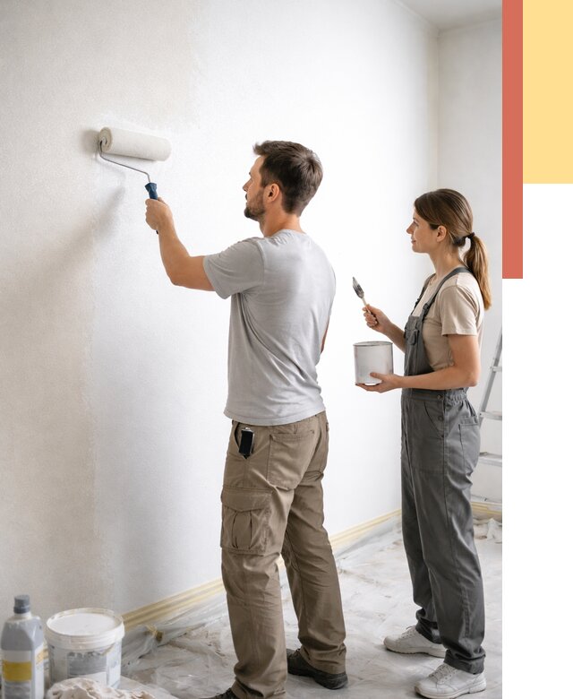 Окраска стен по стеклохолсту в Тамбове от 4569 руб/м² под ключ | ОТДЕЛОЧНИК-Тмб