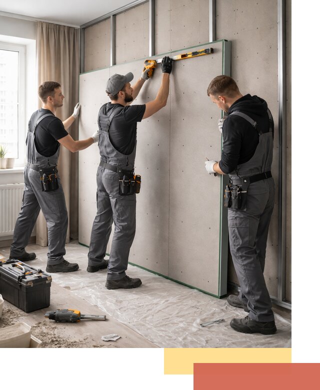 Шумоизоляция стен панелями ЗИПС в Тамбове для жилых и коммерческих помещений