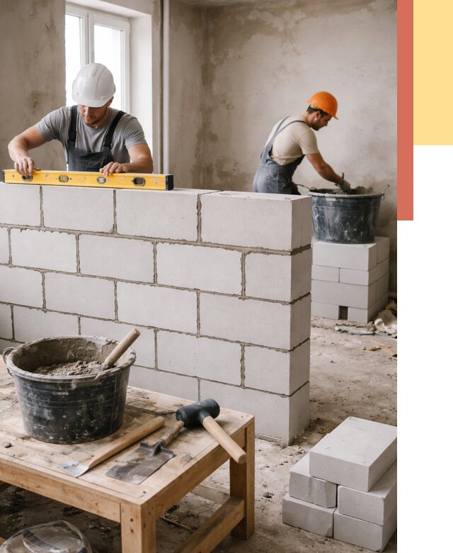 Кладка перегородок из газобетона в Тамбове от 3249 руб. под ключ | ОТДЕЛОЧНИК-Тмб