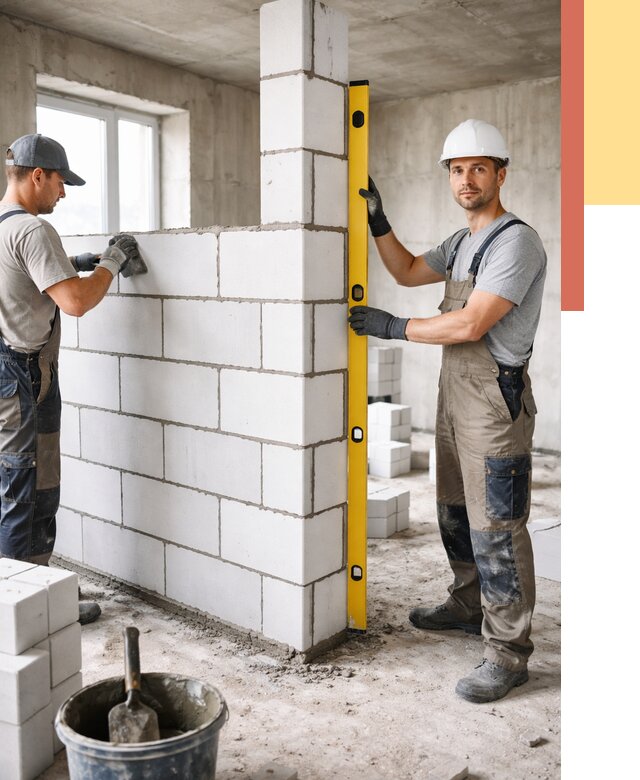 Кладка перегородок из пеноблока в Тамбове от 1828 руб. под ключ | ОТДЕЛОЧНИК-Тмб