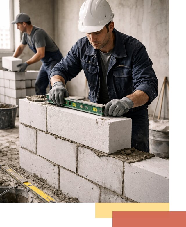 Кладка перегородок из пеноблока под ключ в Тамбове