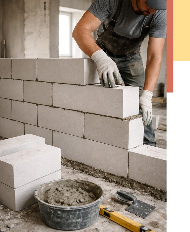 Кладка перегородок из силикатного блока в Тамбове от 4062 руб. под ключ | ОТДЕЛОЧНИК-Тмб