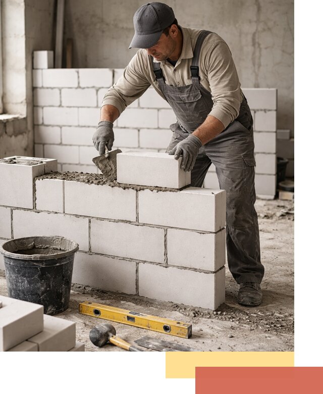 Кладка перегородок из силикатного блока в Тамбове