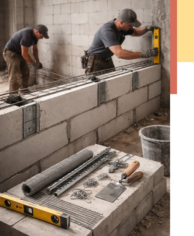 Армирование кладки перегородок в Тамбове от 762 руб. под ключ | ОТДЕЛОЧНИК-Тмб