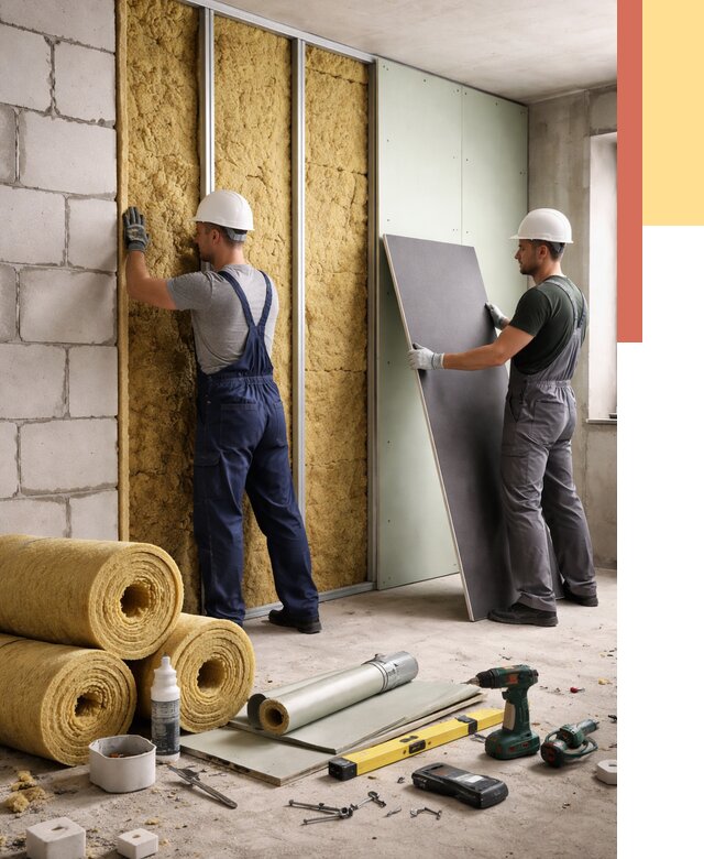 Шумоизоляция перегородок из блоков в Тамбове от 1878 руб./м² — быстро и недорого | ОТДЕЛОЧНИК-Тмб