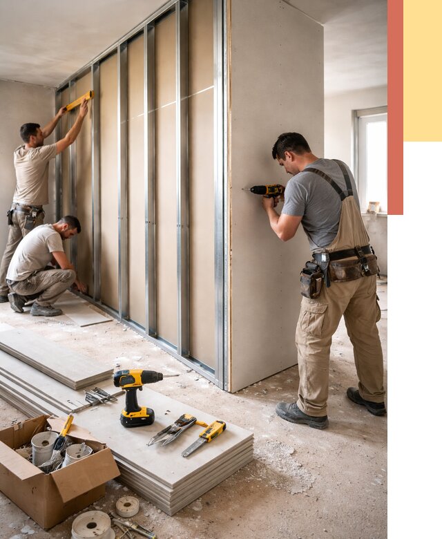 Монтаж однослойной перегородки из гипсокартона в Тамбове от 660 руб. | ОТДЕЛОЧНИК-Тмб