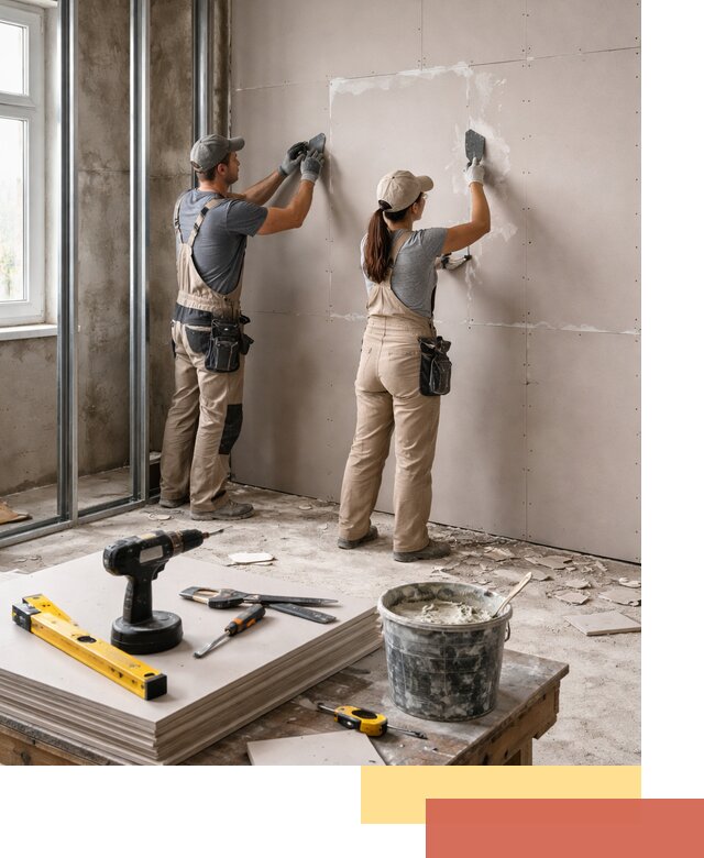 Монтаж двухслойной перегородки из гипсокартона в Тамбове