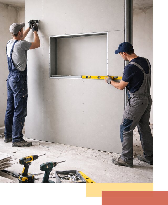 Перегородка из гипсокартона с нишей под декор в Тамбове