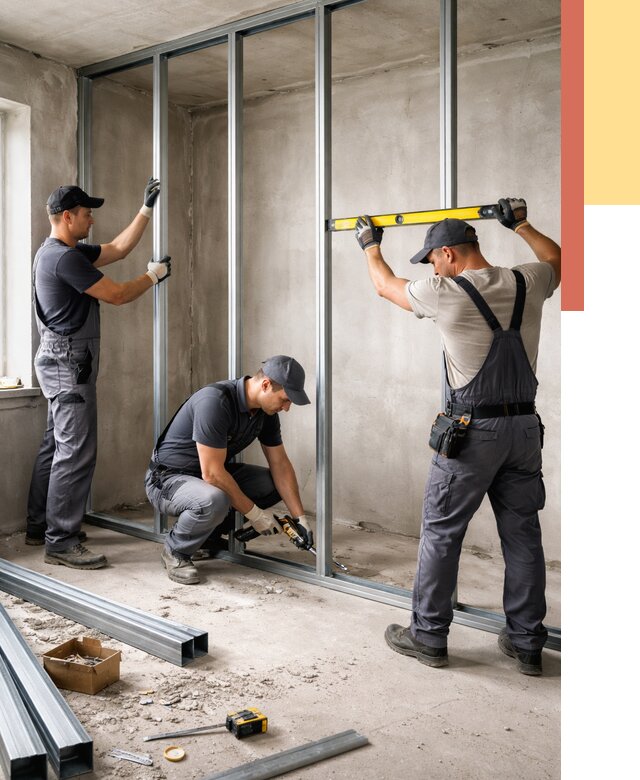 Монтаж каркаса перегородки из профиля в Тамбове от 762 руб. | ОТДЕЛОЧНИК-Тмб