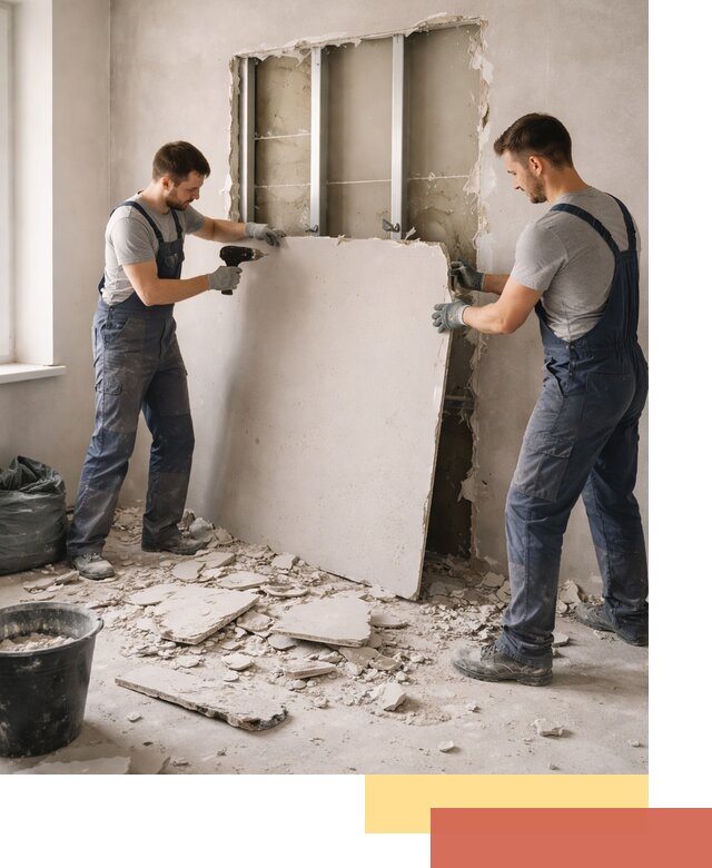 Демонтаж перегородки из гипсокартона в Тамбове быстрый и аккуратный