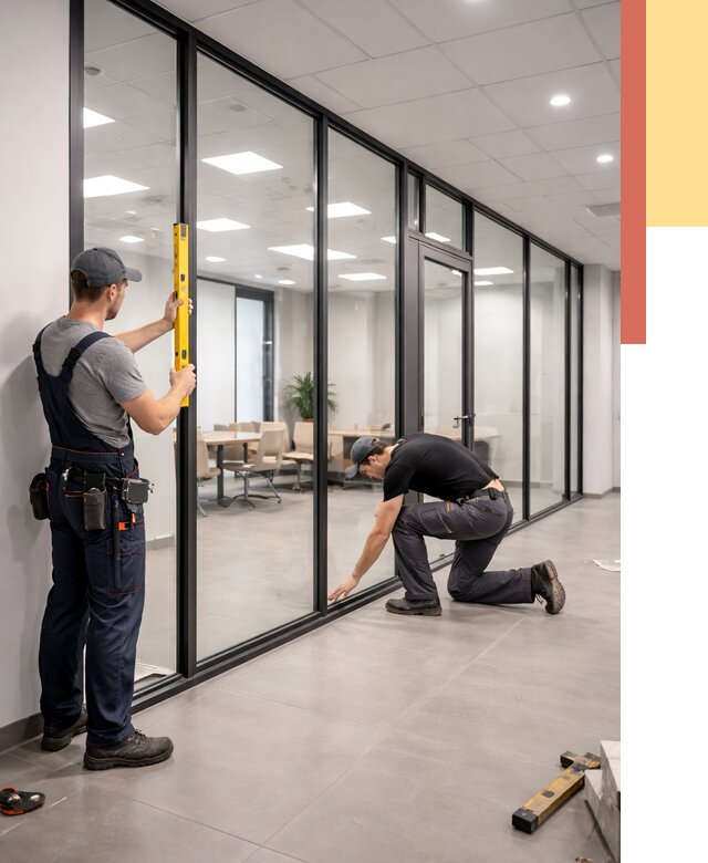 Каркасные стеклянные перегородки в Тамбове под ключ от 9342 руб. | ОТДЕЛОЧНИК-Тмб