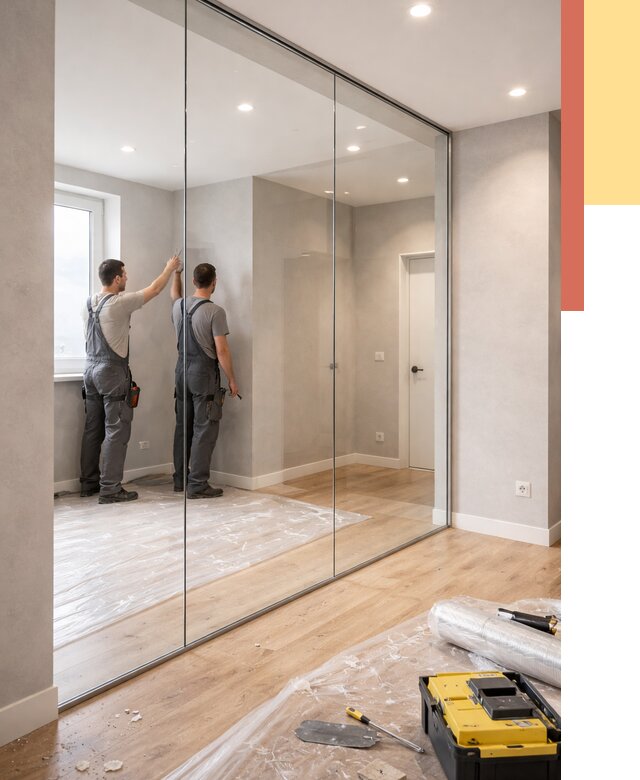 Безрамные стеклянные перегородки в Тамбове — монтаж от 9646 руб. | ОТДЕЛОЧНИК-Тмб