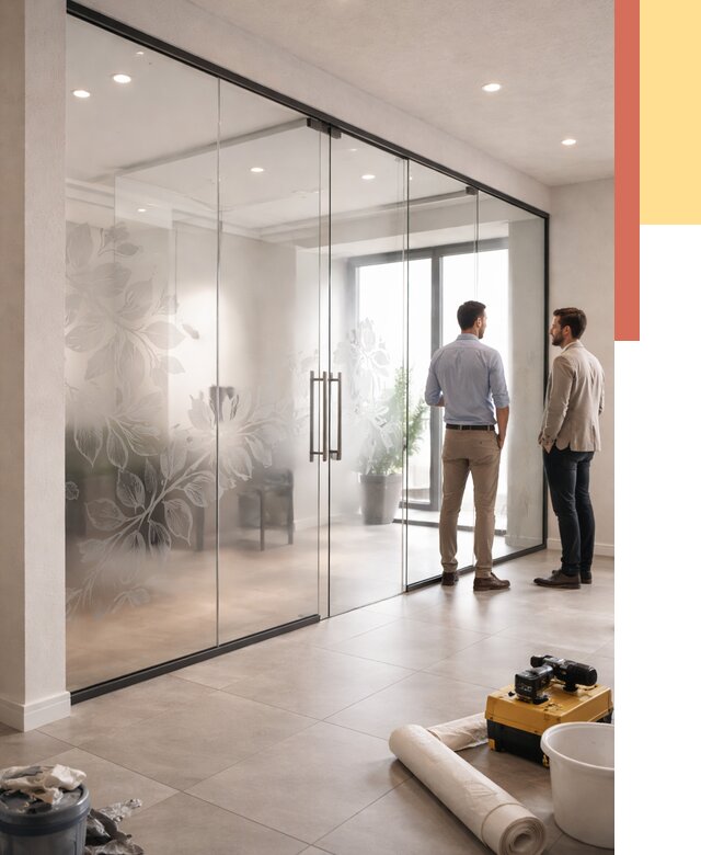 Стеклянные перегородки с рисунком в Тамбове от 12693 руб. монтаж и нанесение | ОТДЕЛОЧНИК-Тмб