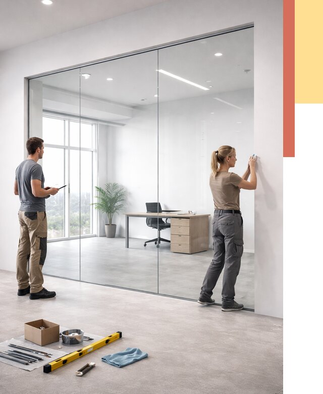 Перегородки из закаленного стекла в Тамбове от 9646 руб. под ключ | ОТДЕЛОЧНИК-Тмб