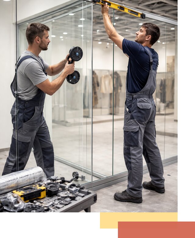 Стеклянные перегородки для магазинов в Тамбове — монтаж и установка