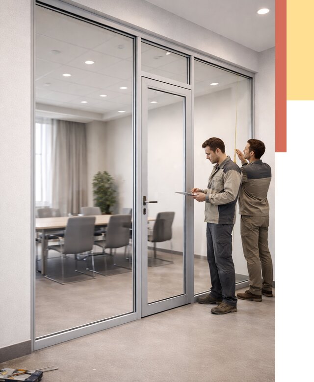 Установка и монтаж алюминиевых перегородок со стеклом в Тамбове от 8326 руб. | ОТДЕЛОЧНИК-Тмб