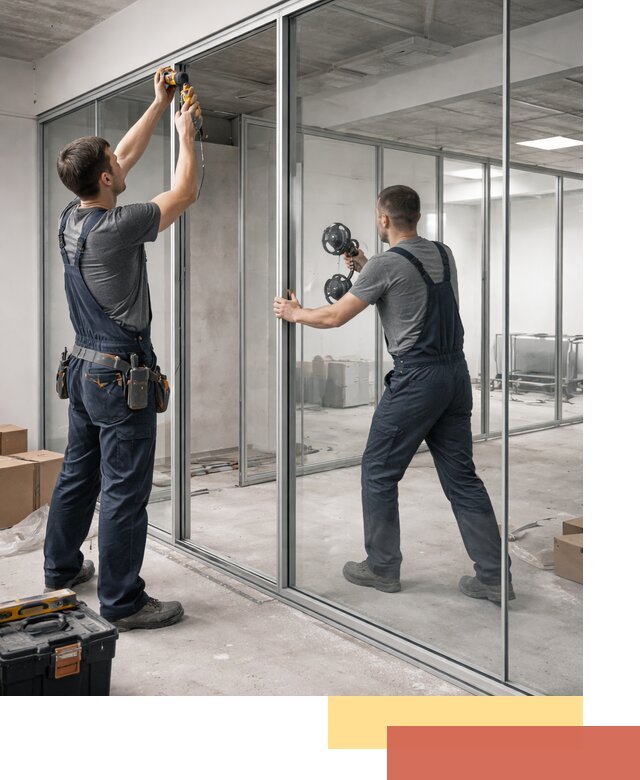 Алюминиевые перегородки со стеклом в Тамбове — изготовление и монтаж