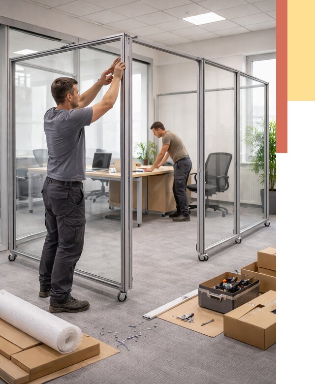 Мобильные офисные перегородки в Тамбове от 12693 руб. — установка под ключ | ОТДЕЛОЧНИК-Тмб