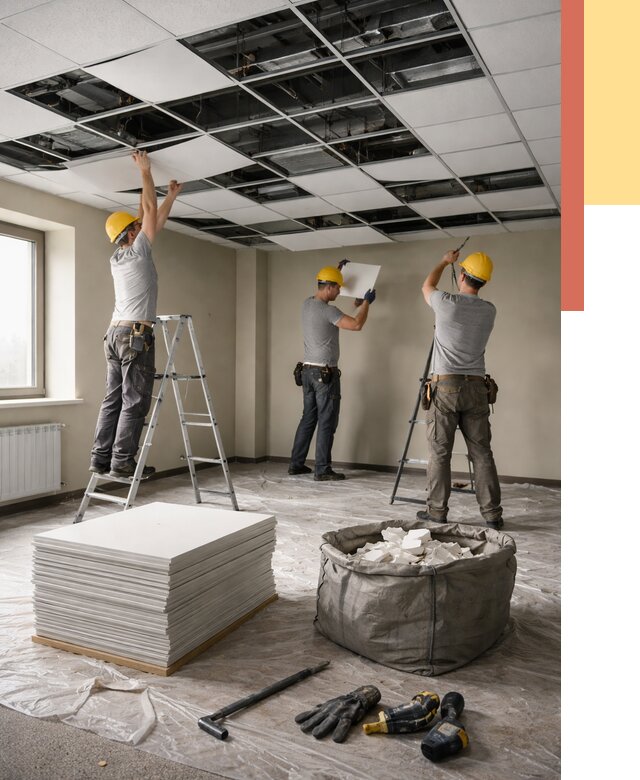 Демонтаж потолка Армстронг в Тамбове от 4569 руб. быстро и недорого | ОТДЕЛОЧНИК-Тмб