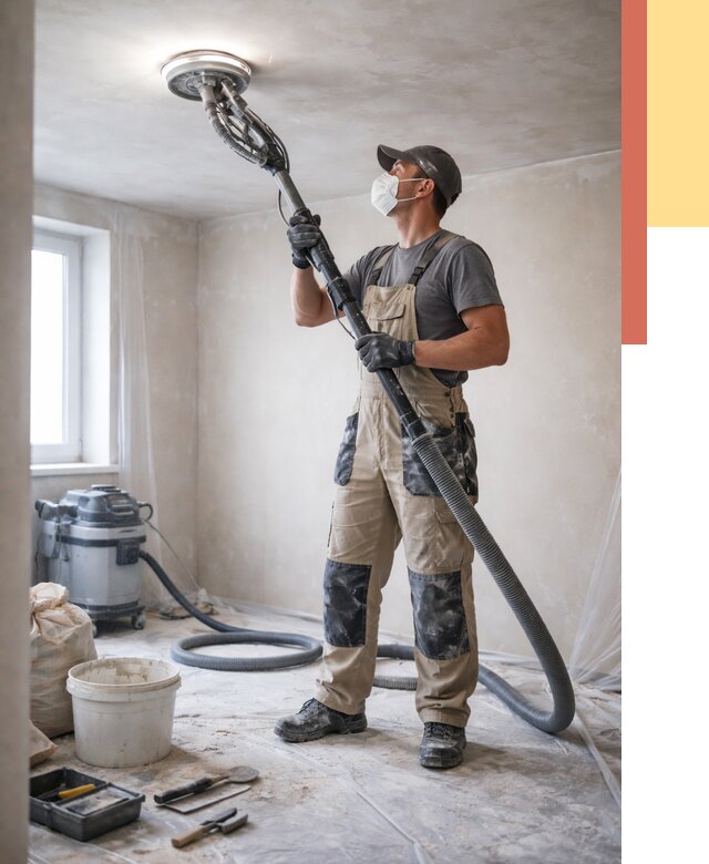 Шлифовка потолка в Тамбове от 3554 руб. — услуги шлифования потолка | ОТДЕЛОЧНИК-Тмб