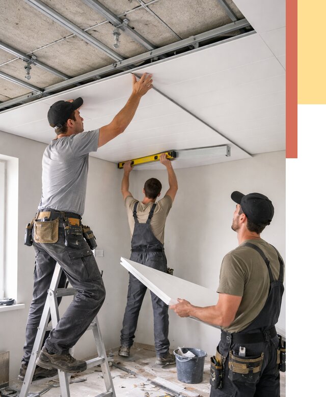 Монтаж потолка из ПВХ панелей в Тамбове от 3554 руб./м2 — быстро и недорого | ОТДЕЛОЧНИК-Тмб