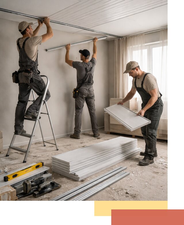 Монтаж потолка из ПВХ панелей в Тамбове оперативно и качественно