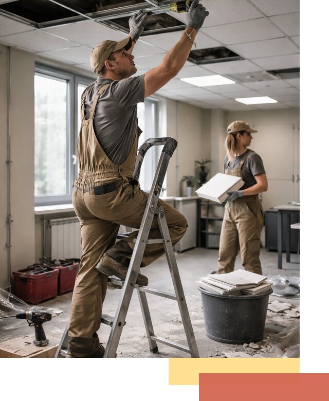 Ремонт потолка Армстронг и замена плит в Тамбове