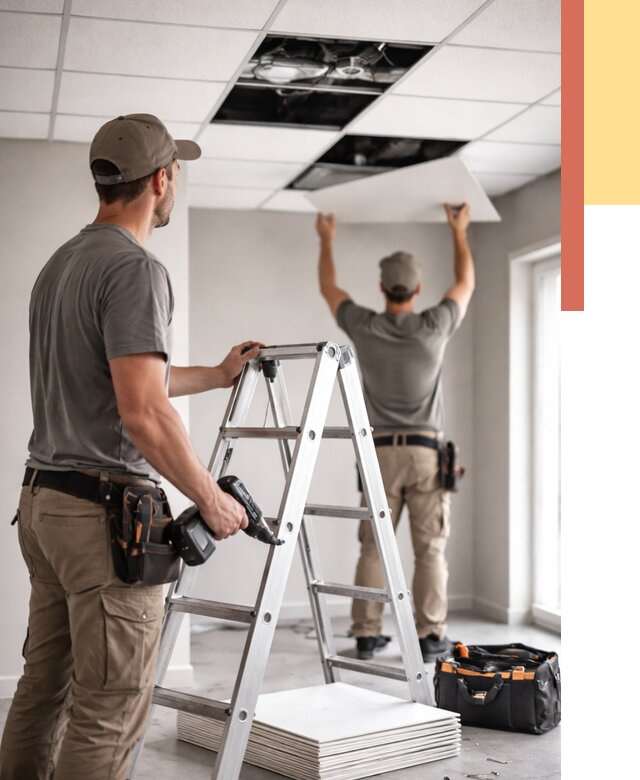 Обслуживание подвесного потолка в Тамбове от 3554 руб. — быстро и недорого | ОТДЕЛОЧНИК-Тмб