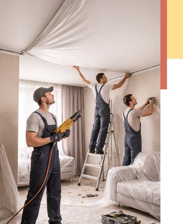 Установка натяжного потолка в Тамбове от 4569 руб. | Быстро и недорого — ОТДЕЛОЧНИК-Тмб