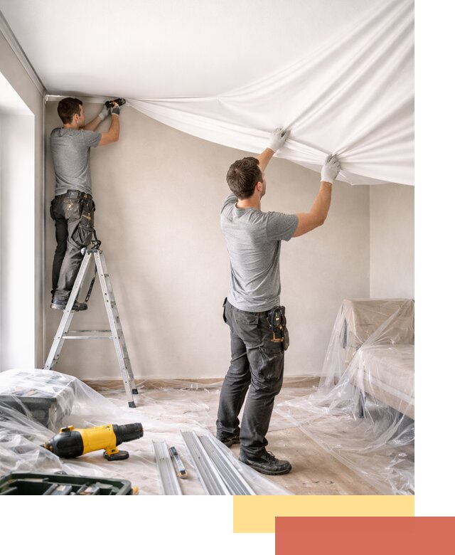 Монтаж тканевого натяжного потолка в Тамбове недорого и быстро