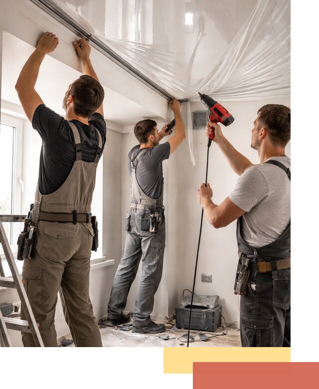 Монтаж глянцевого натяжного потолка в Тамбове быстро и качественно