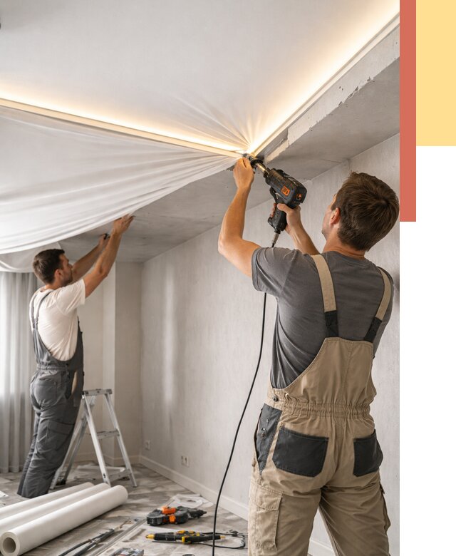 Монтаж натяжного потолка с подсветкой в Тамбове от 965 руб. | ОТДЕЛОЧНИК-Тмб