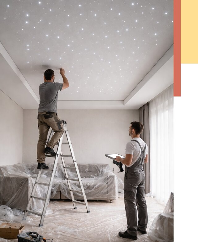 Монтаж натяжного потолка «звездное небо» в Тамбове от 6600 руб. | ОТДЕЛОЧНИК-Тмб