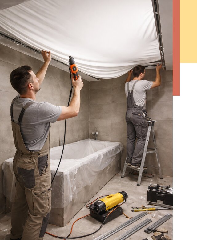 Монтаж натяжного потолка в ванной в Тамбове от 1218 руб. под ключ | ОТДЕЛОЧНИК-Тмб