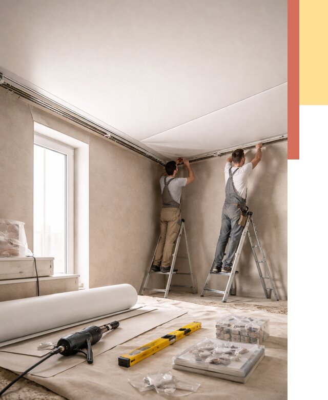 Монтаж натяжного потолка в спальне в Тамбове от 3859 руб. под ключ | ОТДЕЛОЧНИК-Тмб