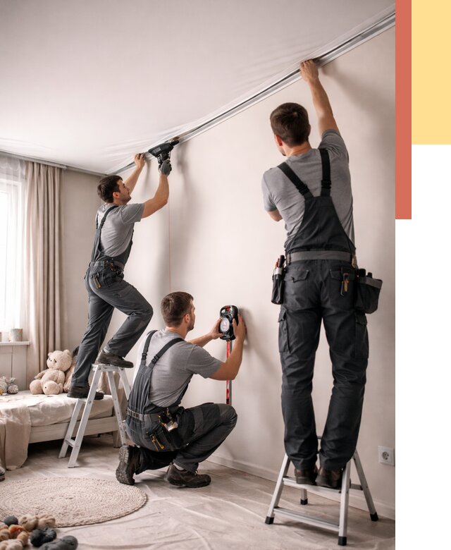 Монтаж натяжного потолка в детской в Тамбове от 3554 руб. — быстро и недорого | ОТДЕЛОЧНИК-Тмб