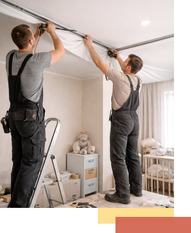 Монтаж натяжного потолка в детской комнате в Тамбове